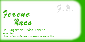 ferenc macs business card
