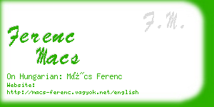 ferenc macs business card